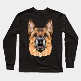 Low Poly Dog German Shepherd Pet German Style Long Sleeve T-Shirt